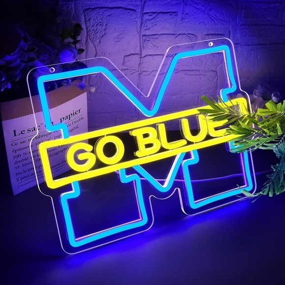 MICHIGAN GO BLUE NCAA LED Neon Sign For Bar, Porch, Garage, Mancave 14 Inch - Picture 3 of 4